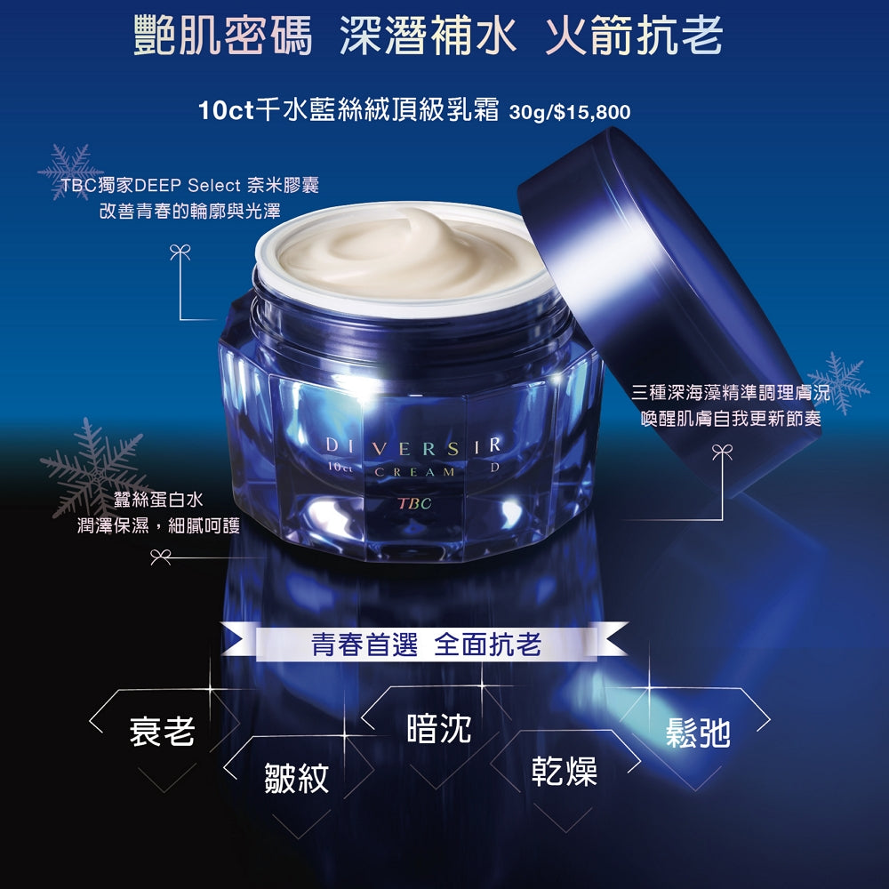 【官網優惠】TBC 10ct 千水藍絲絨頂級乳霜 30g 贈水嫩盈盈面膜